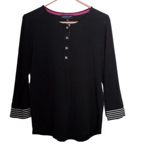 Jones New York Signature Petites Black 3/4 Sleeve Top Size PL